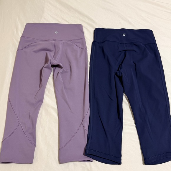Lululemon Crop Leggings Lot of 2 Size 6 Maeve & Navy - Picture 2 of 13
